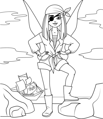 Pirate Fairy Coloring Page